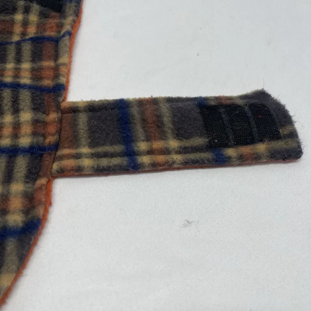 Dog Sweater Coat Jacket Vest Plaid Fleece Solid REVERSIBLE Small 12.5” Long EUC